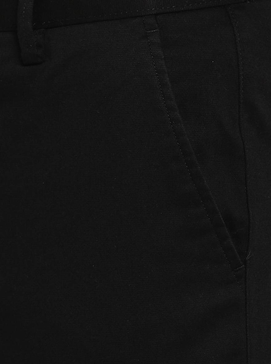 Black Solid Super Slim Fit Casual Trouser | Greenfibre