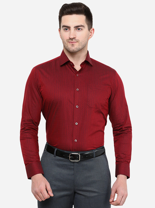 Maroon Printed Slim Fit Formal Shirt | Greenfibre