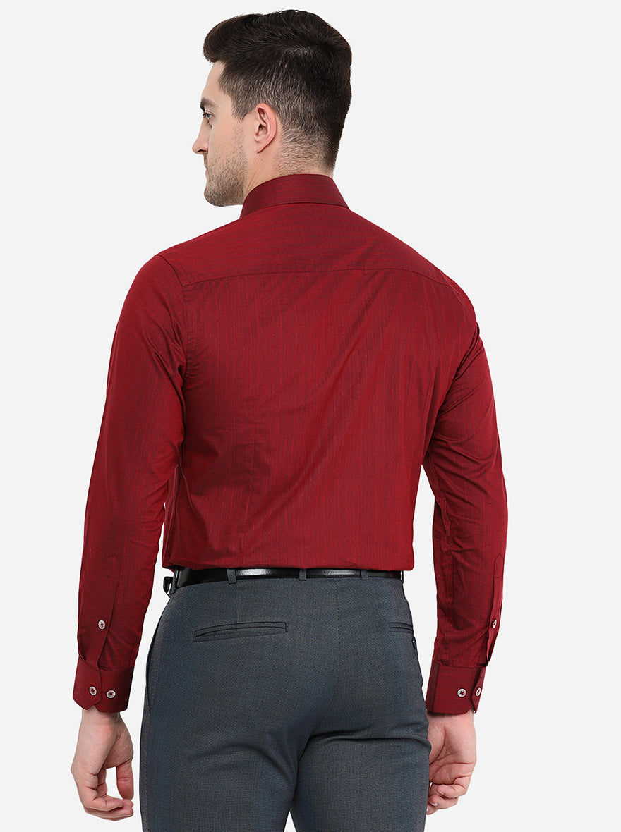 Maroon Printed Slim Fit Formal Shirt | Greenfibre