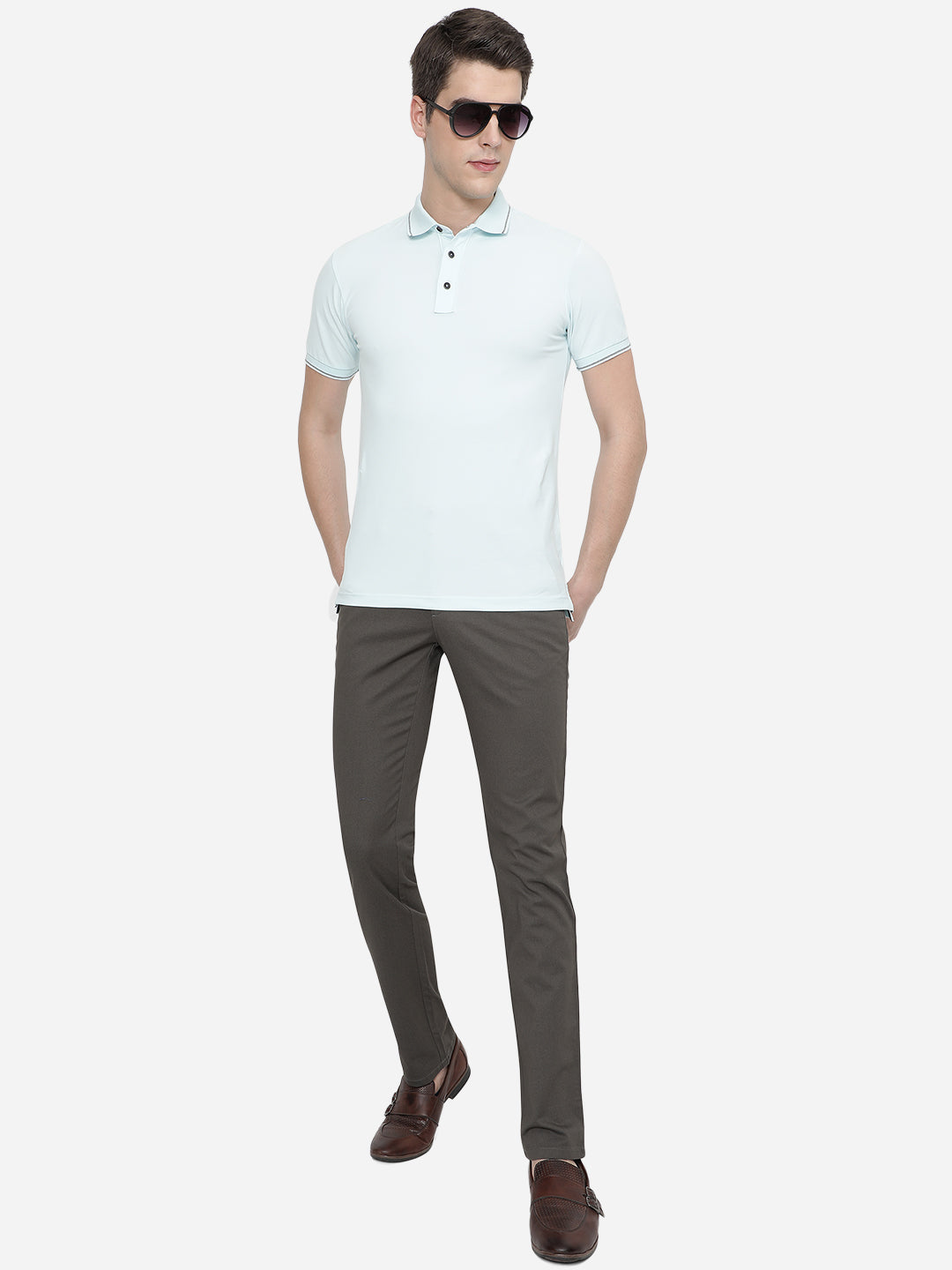 Olive Green Solid Super Slim Fit Casual Trouser | Greenfibre