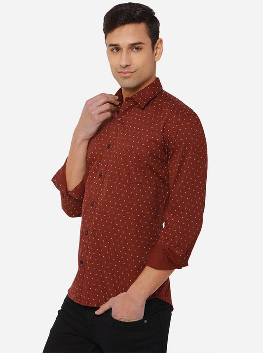 Windsor Wine Printed Slim Fit Casual Shirt | Greenfibre