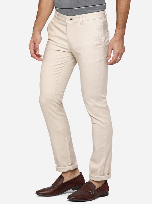 Fawn Solid Super Slim Fit Casual Trouser | Greenfibre