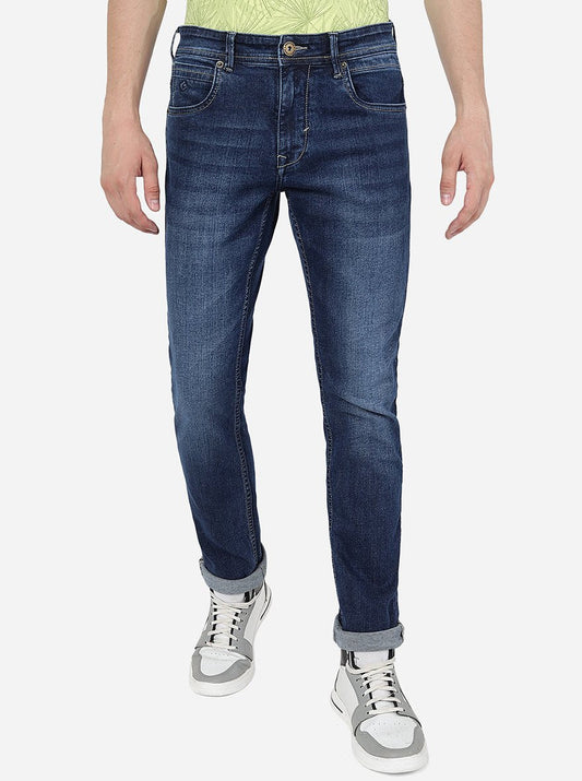 Navy Blue Washed Narrow Fit Jeans | Greenfibre
