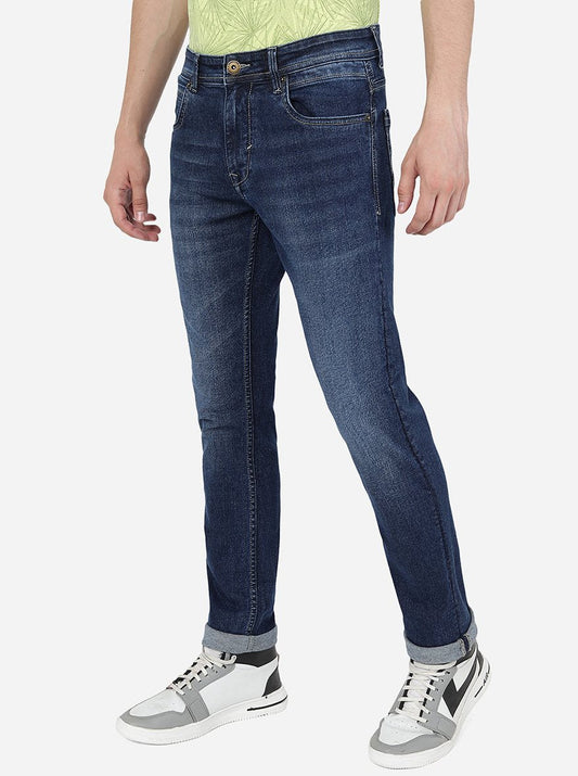 Navy Blue Washed Narrow Fit Jeans | Greenfibre