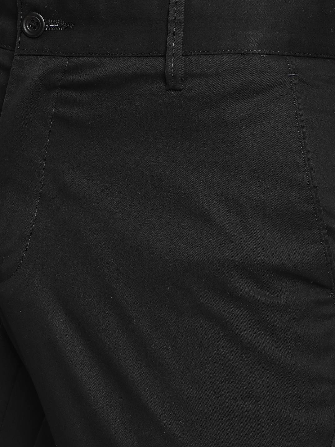 Black Solid Slim Fit Casual Trouser | Greenfibre