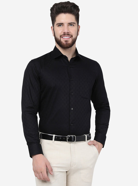 Black Solid Slim Fit Formal Shirt | Greenfibre