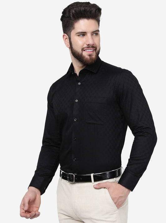 Black Solid Slim Fit Formal Shirt | Greenfibre