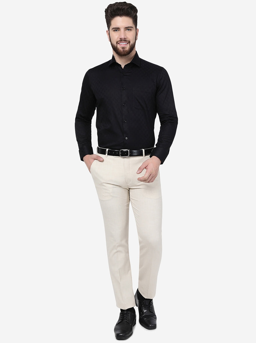 Black Solid Slim Fit Formal Shirt | Greenfibre