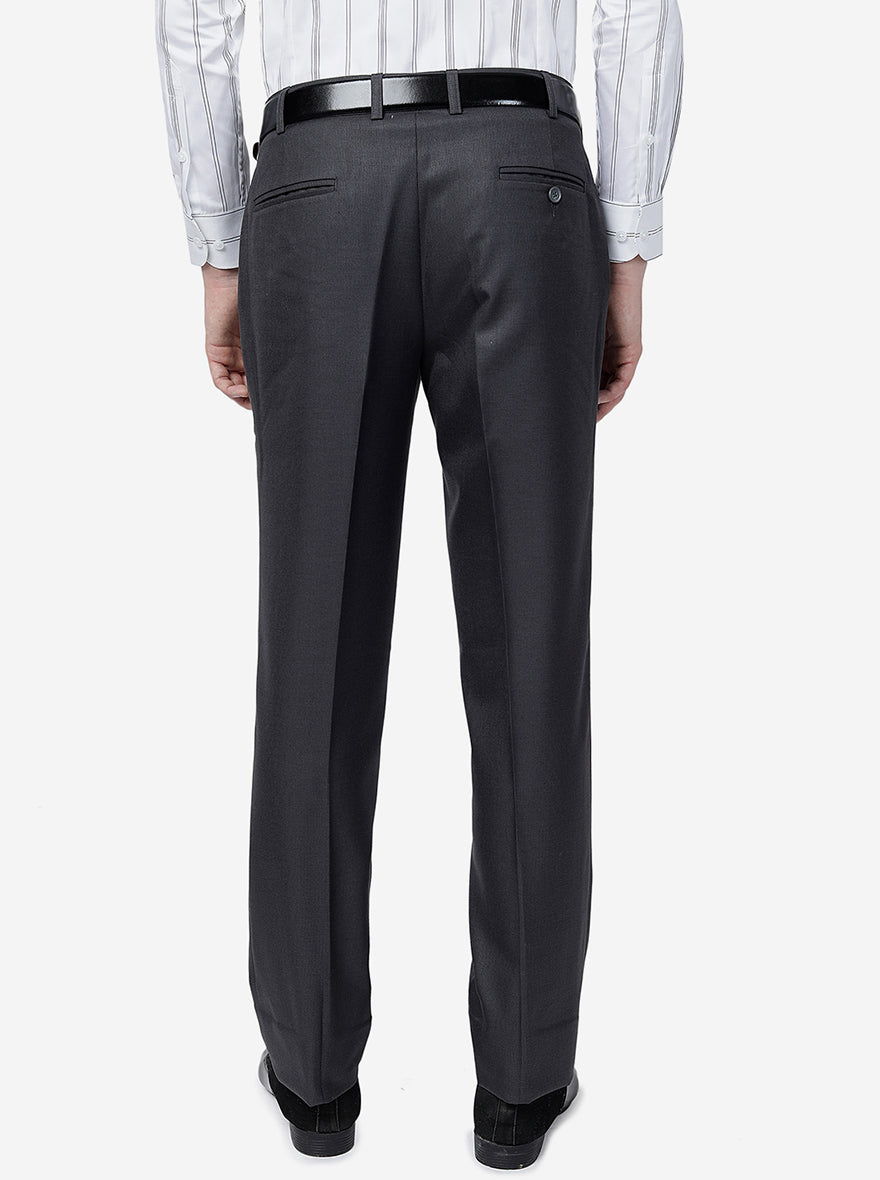 Grey Solid Classic Fit Formal Trouser | Greenfibre