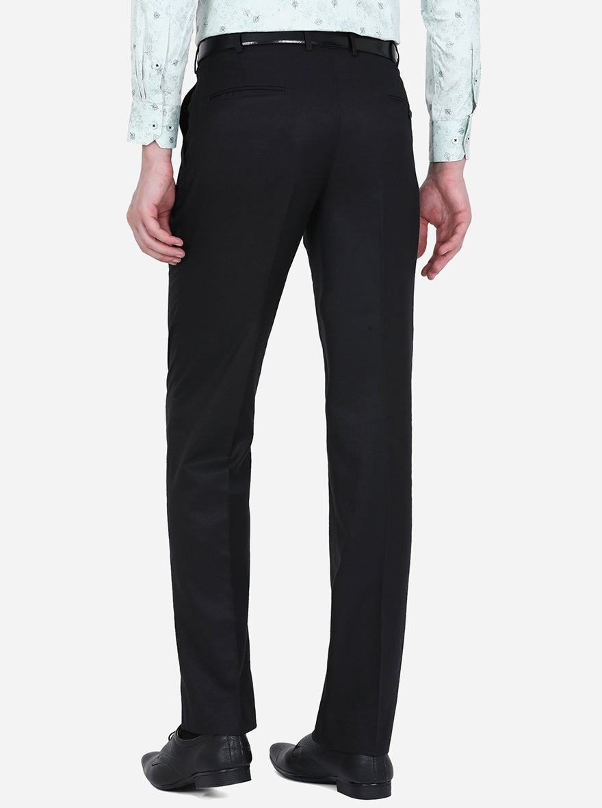 Black Solid Classic fit Formal Trouser | Greenfibre