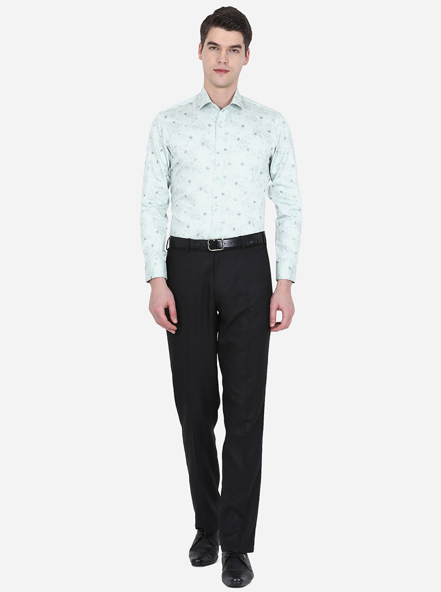 Black Solid Classic fit Formal Trouser | Greenfibre