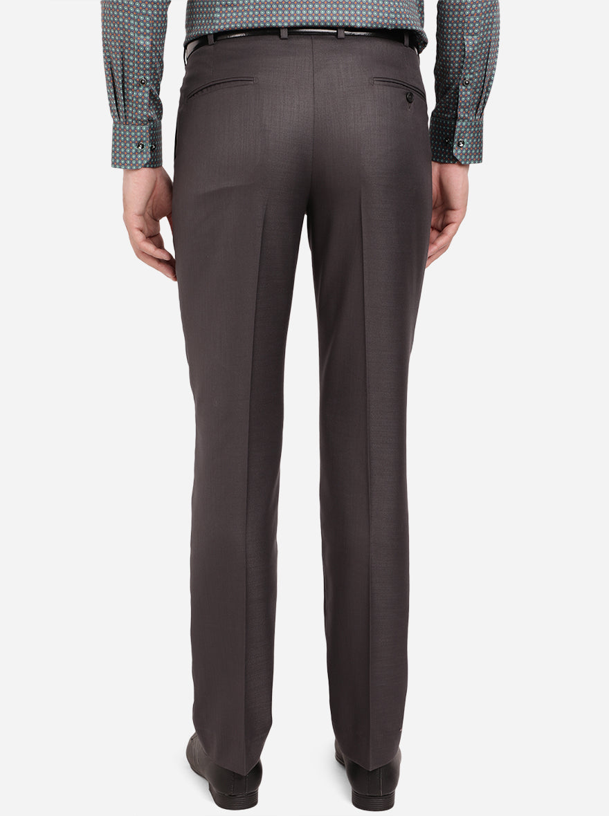 Dark Grey Solid Classic Fit Formal Trouser | Greenfibre