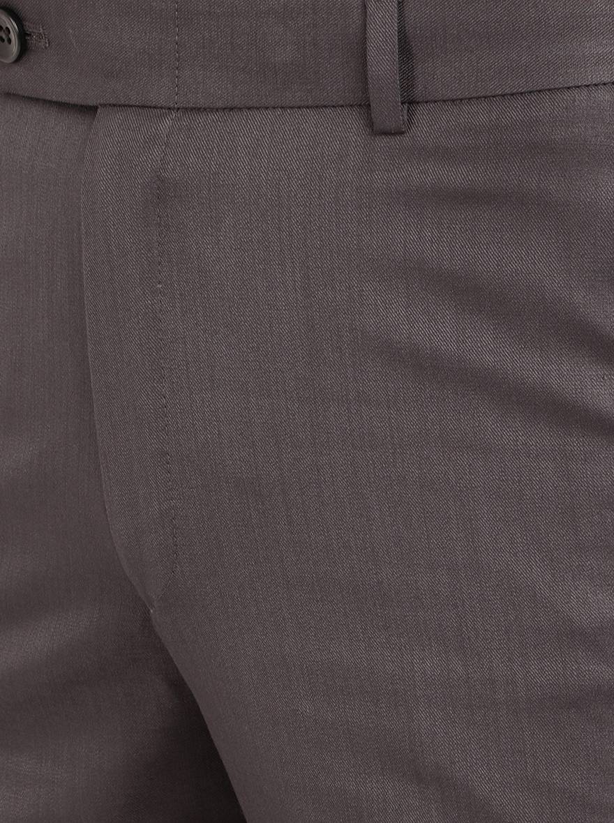 Dark Grey Solid Classic Fit Formal Trouser | Greenfibre