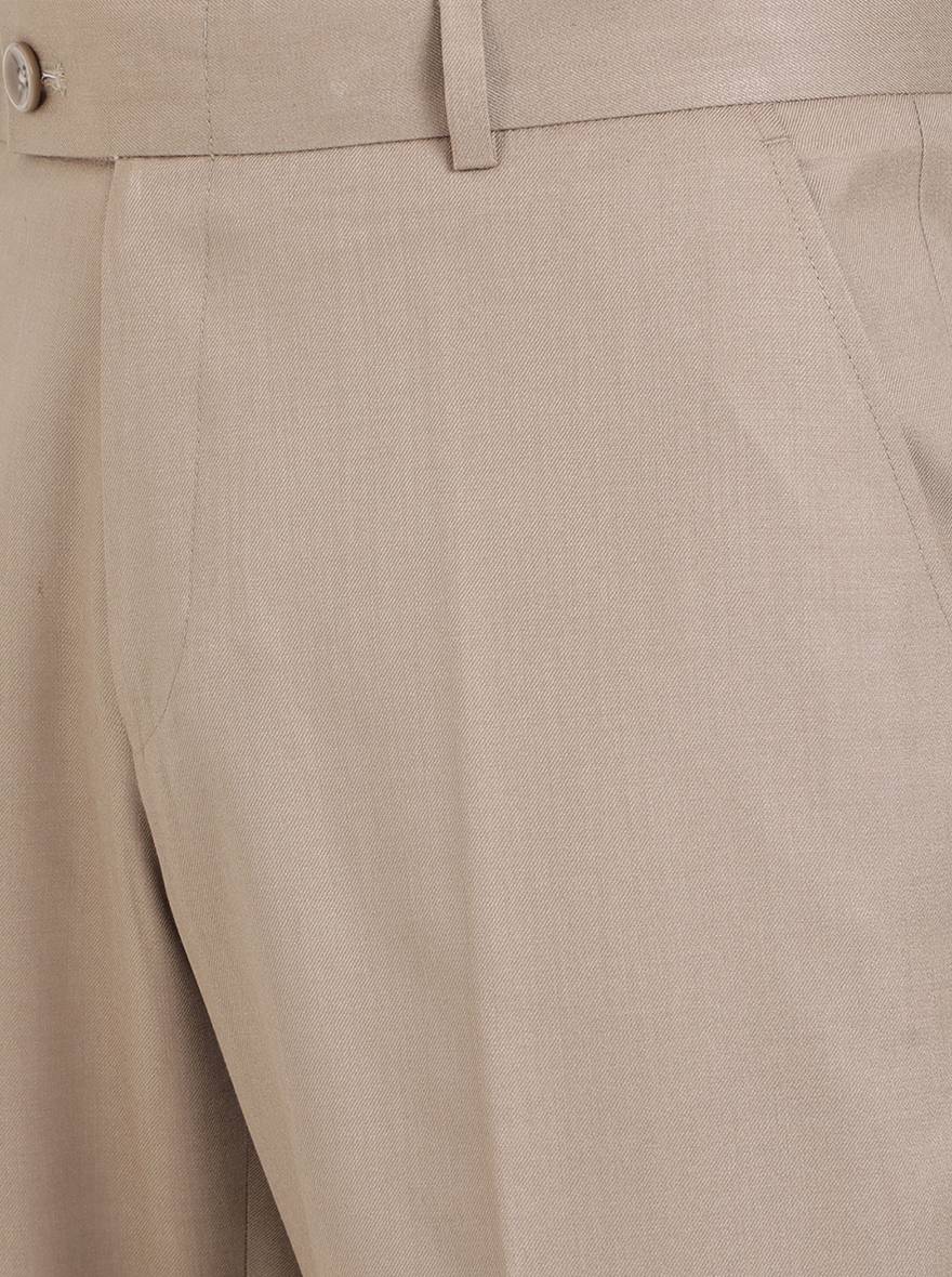 Khaki Solid Classic Fit Formal Trouser | Greenfibre
