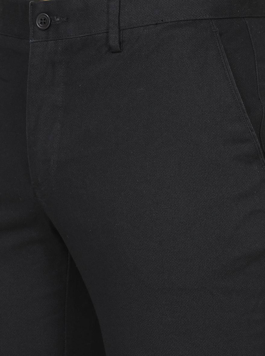 Black Solid Slim Fit Casual Trouser | Greenfibre