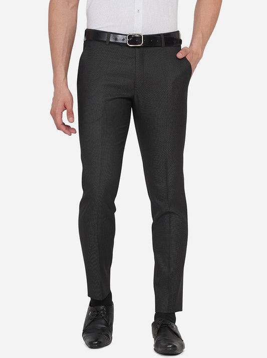 Black Solid Super Slim Fit Formal Trouser | Greenfibre