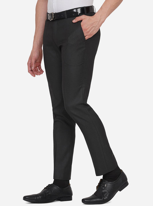 Black Solid Super Slim Fit Formal Trouser | Greenfibre