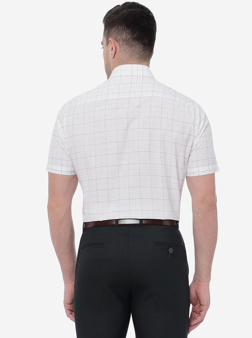 White & Black Checked Regular Fit Formal Shirt | Greenfibre