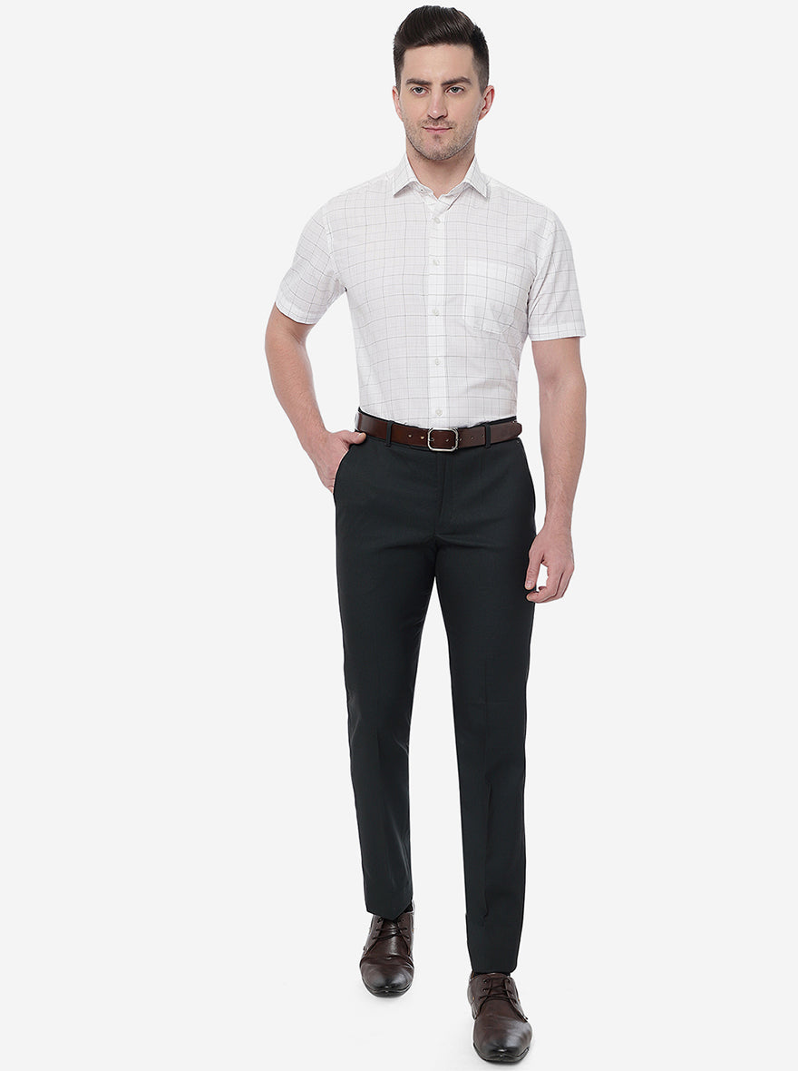White & Black Checked Regular Fit Formal Shirt | Greenfibre