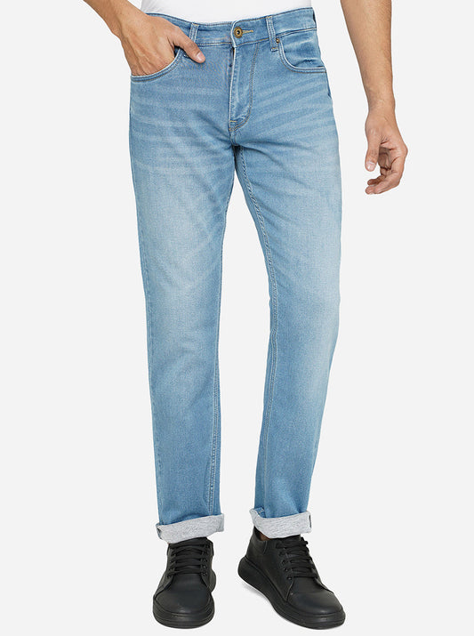 Blue Washed Straight Fit Jeans | Greenfibre