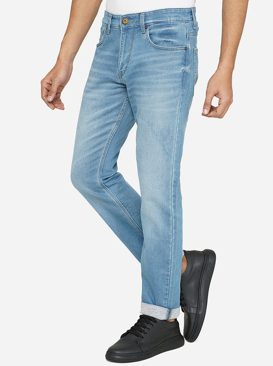 Blue Washed Straight Fit Jeans | Greenfibre