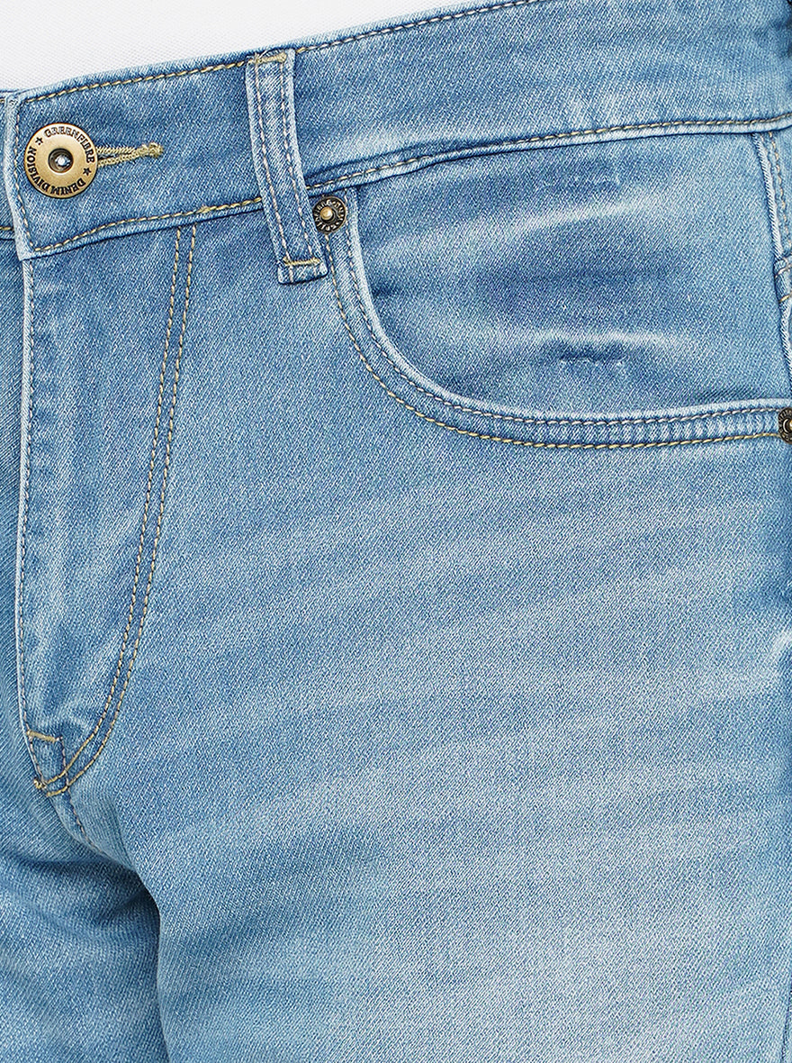 Blue Washed Straight Fit Jeans | Greenfibre