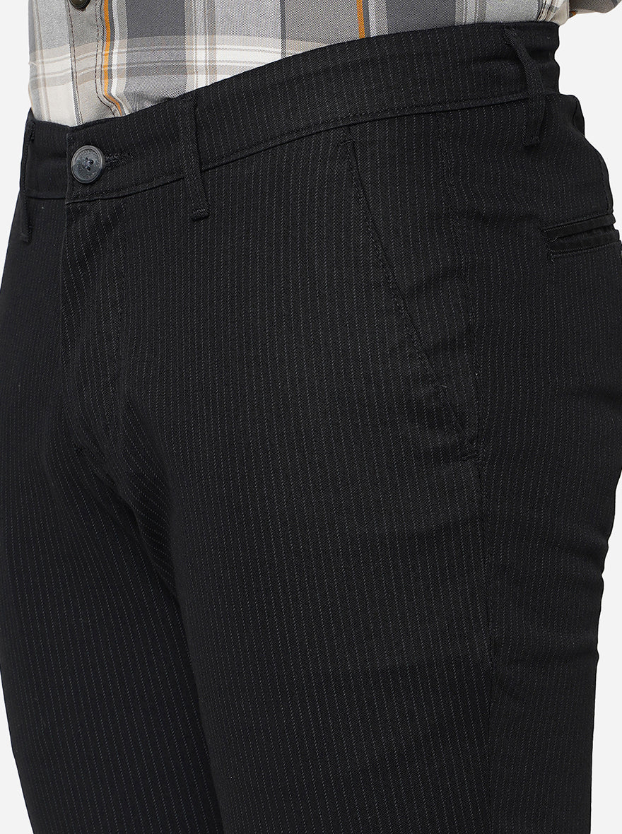 Black Solid Neo Fit Casual Trouser | Greenfibre