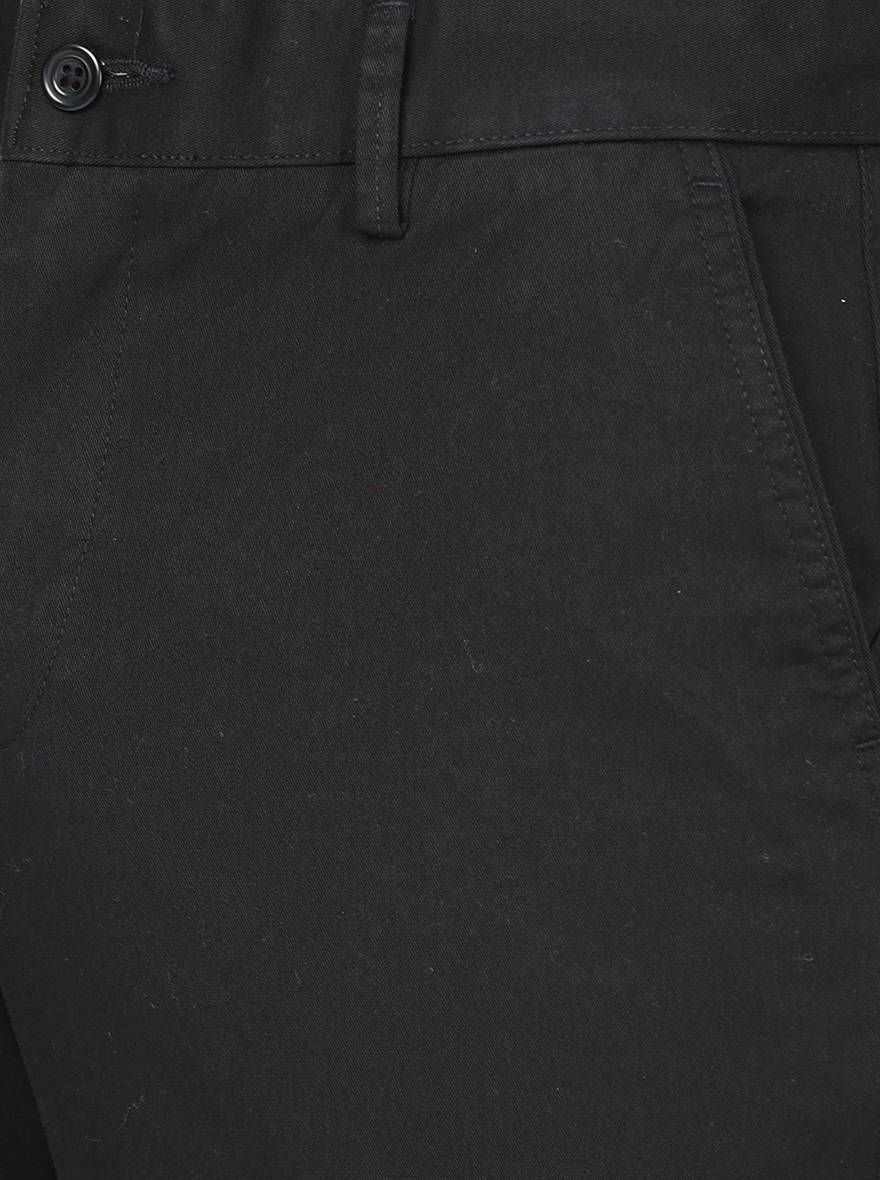 Black Solid Slim Fit Casual Trouser | Greenfibre