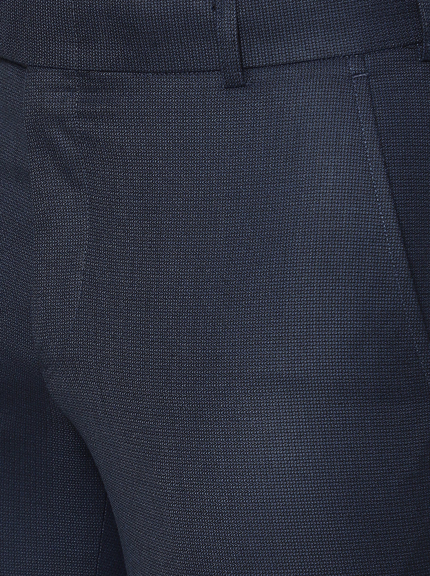 Dark Blue Solid Slim Fit Formal Trouser | Greenfibre
