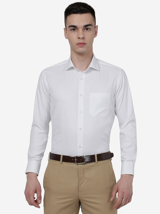 White Solid Slim Fit Formal Shirt | Greenfibre