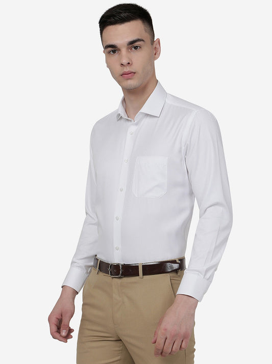 White Solid Slim Fit Formal Shirt | Greenfibre