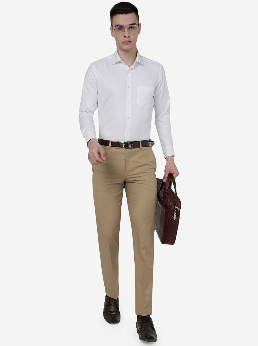 White Solid Slim Fit Formal Shirt | Greenfibre