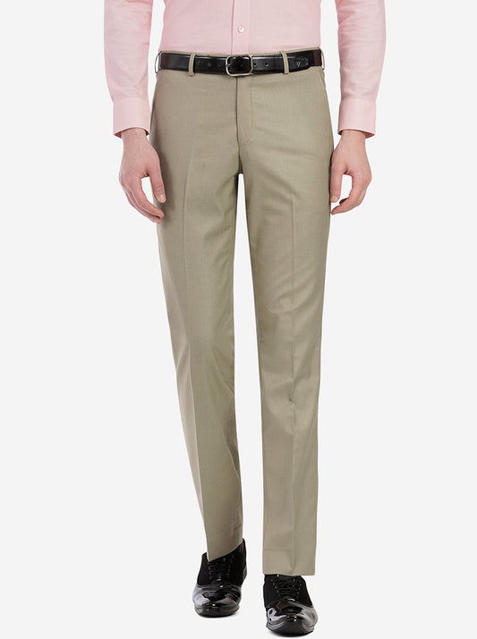 Fawn Solid Slim Fit Formal Trouser | Greenfibre