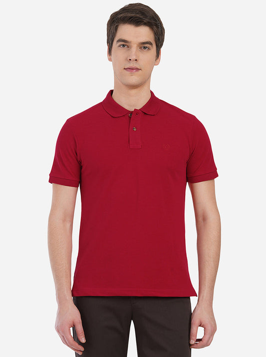 Red Solid Slim Fit Polo T-Shirt | Greenfibre