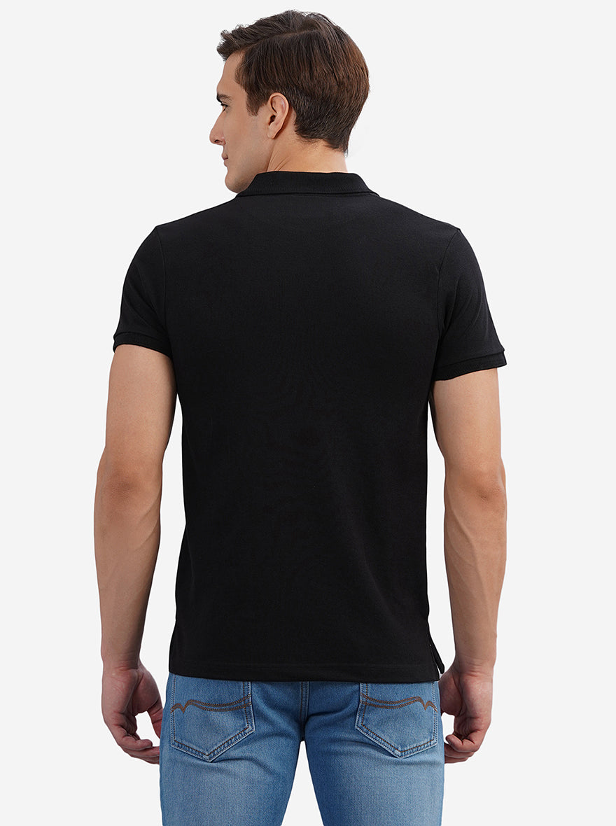 Black Solid Slim Fit Polo T-Shirt | Greenfibre
