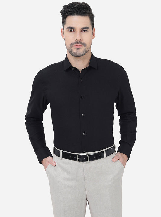 Black Solid Slim Fit Party Wear Shirt | Greenfibre