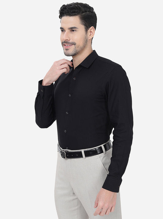 Black Solid Slim Fit Party Wear Shirt | Greenfibre