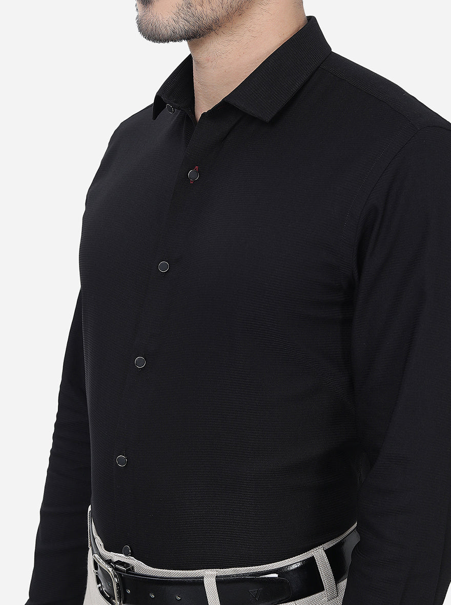 Black Solid Slim Fit Party Wear Shirt | Greenfibre