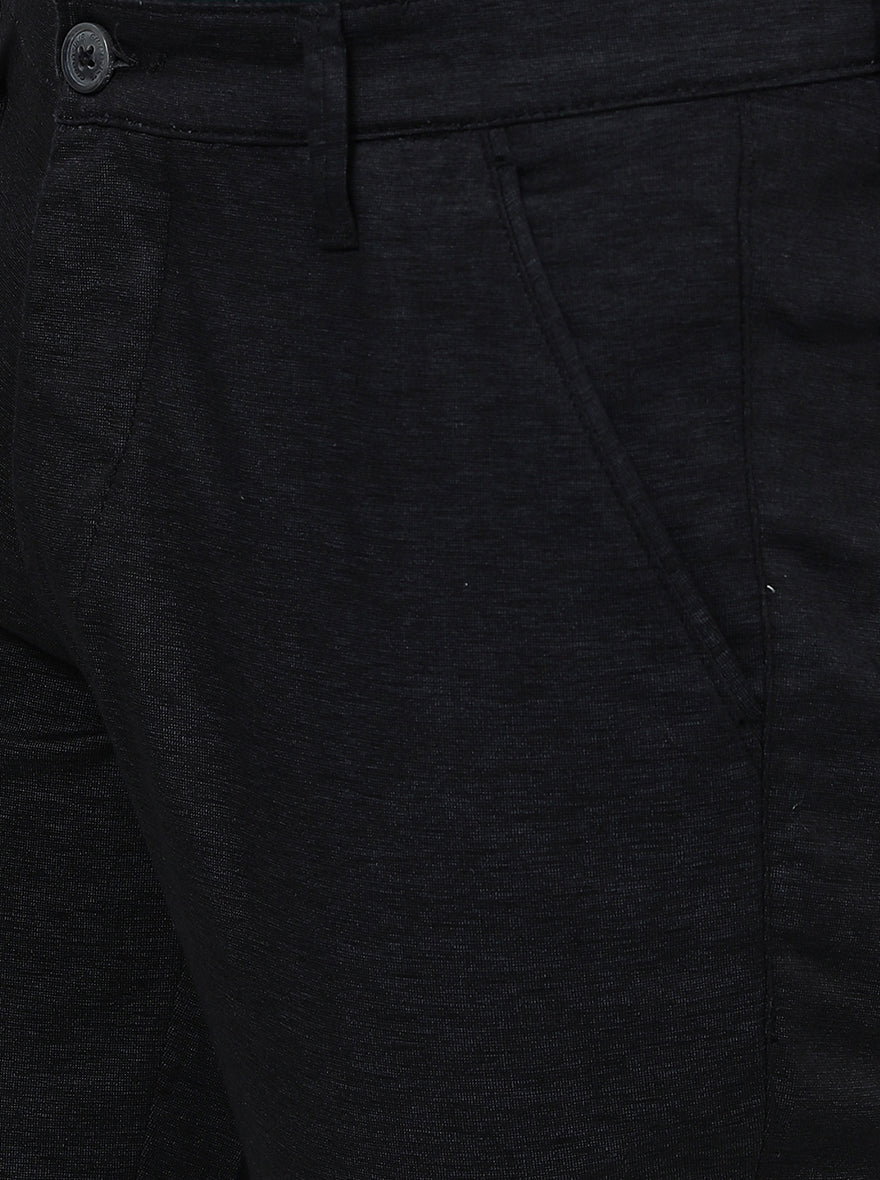 Black Solid Neo Fit Casual Trouser | Greenfibre