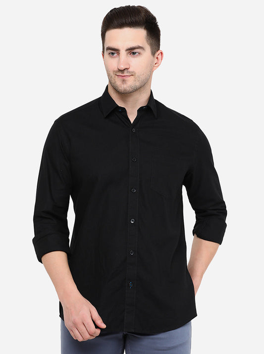 Black Solid Smart Fit Casual Shirt | Greenfibre