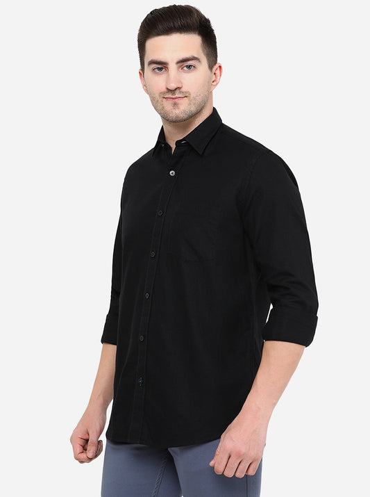 Black Solid Smart Fit Casual Shirt | Greenfibre
