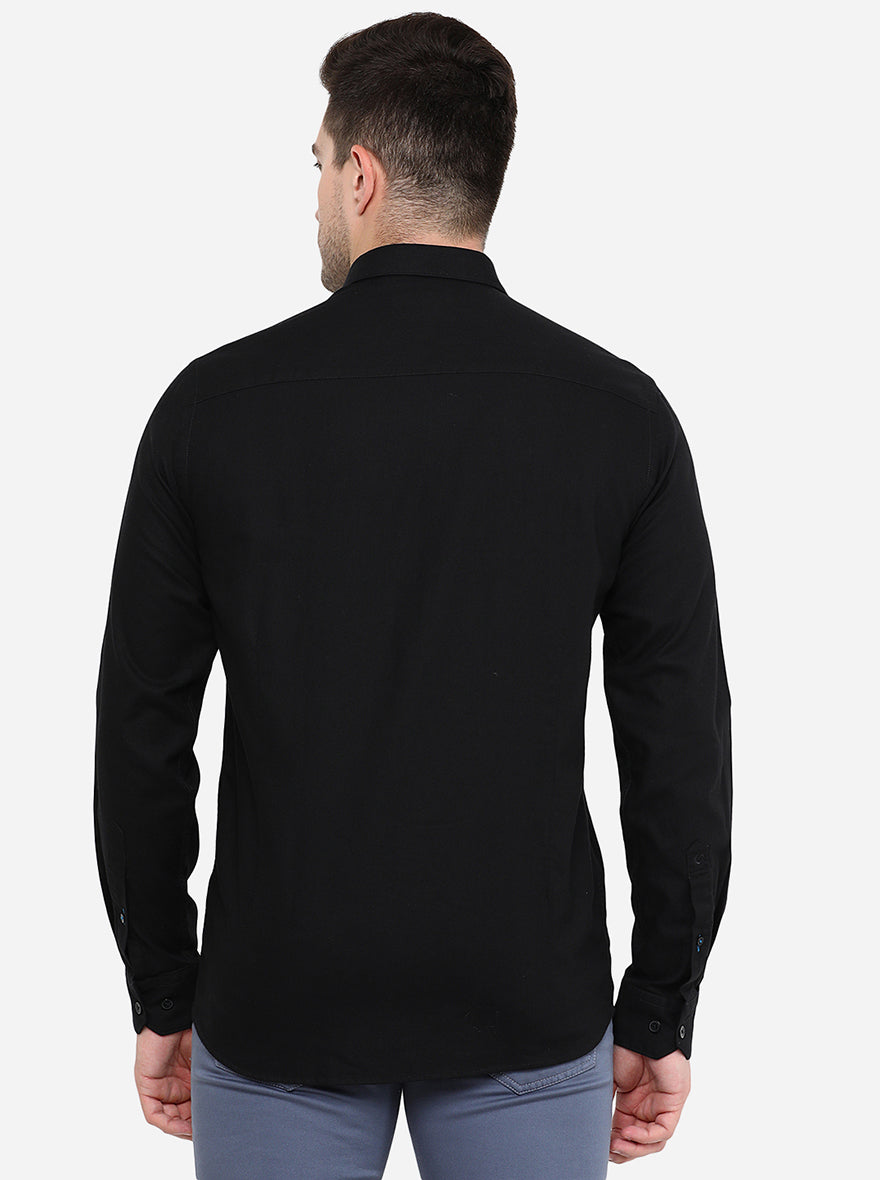 Black Solid Smart Fit Casual Shirt | Greenfibre