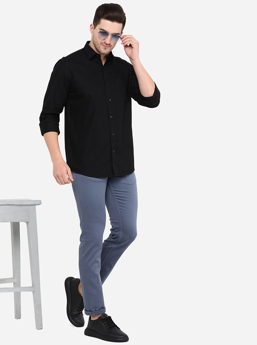 Black Solid Smart Fit Casual Shirt | Greenfibre