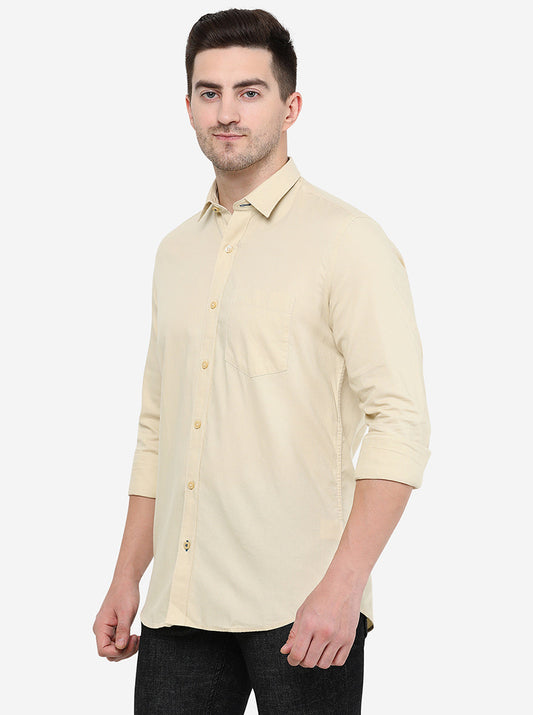 Beige Solid Smart Fit Casual Shirt | Greenfibre