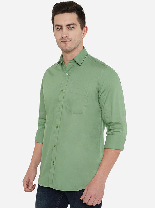 Green Solid Smart Fit Casual Shirt | Greenfibre