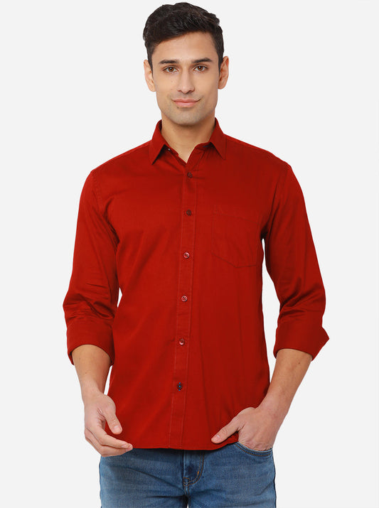 Ruby Red Solid Smart Fit Casual Shirt | Greenfibre