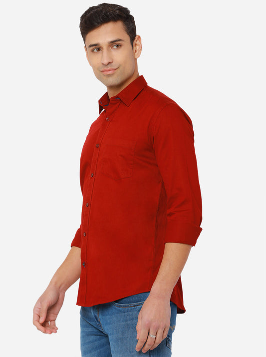 Ruby Red Solid Smart Fit Casual Shirt | Greenfibre