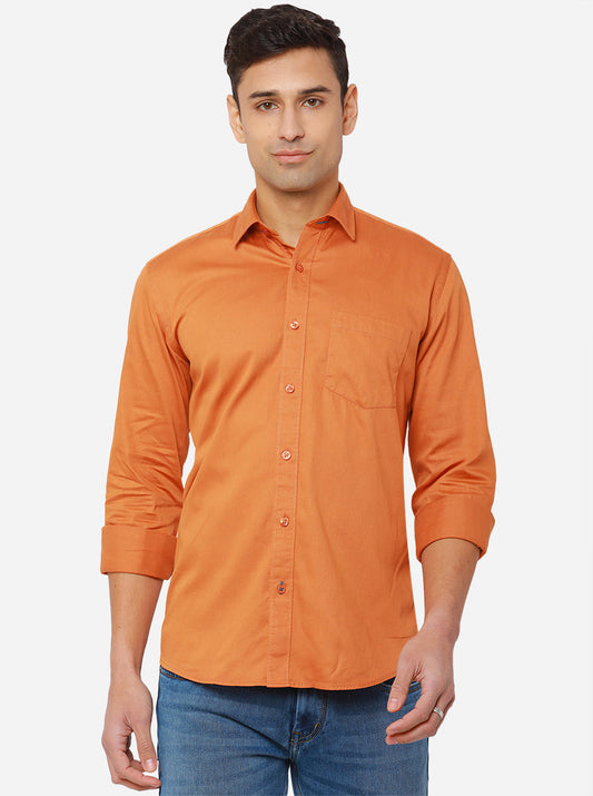 Appicot Orange Solid Smart Fit Casual Shirt | Greenfibre