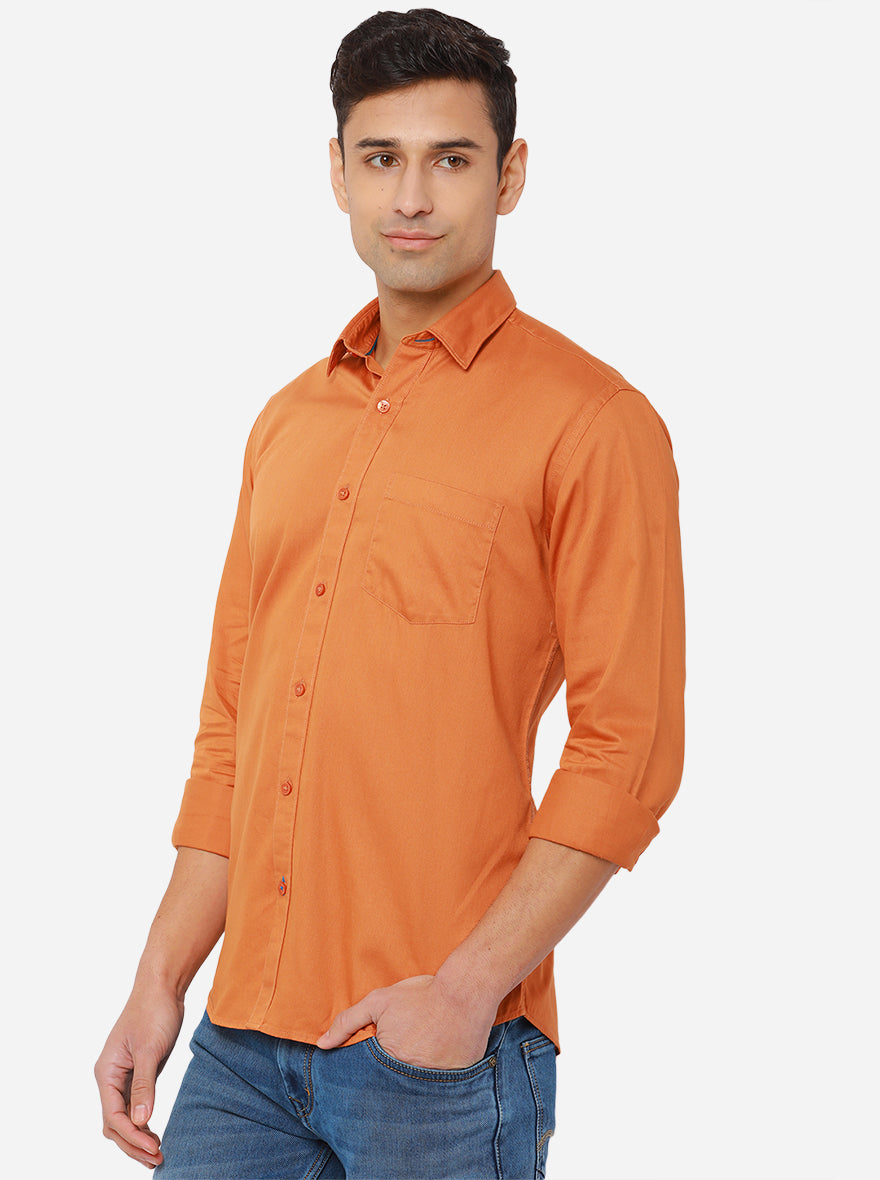 Appicot Orange Solid Smart Fit Casual Shirt | Greenfibre