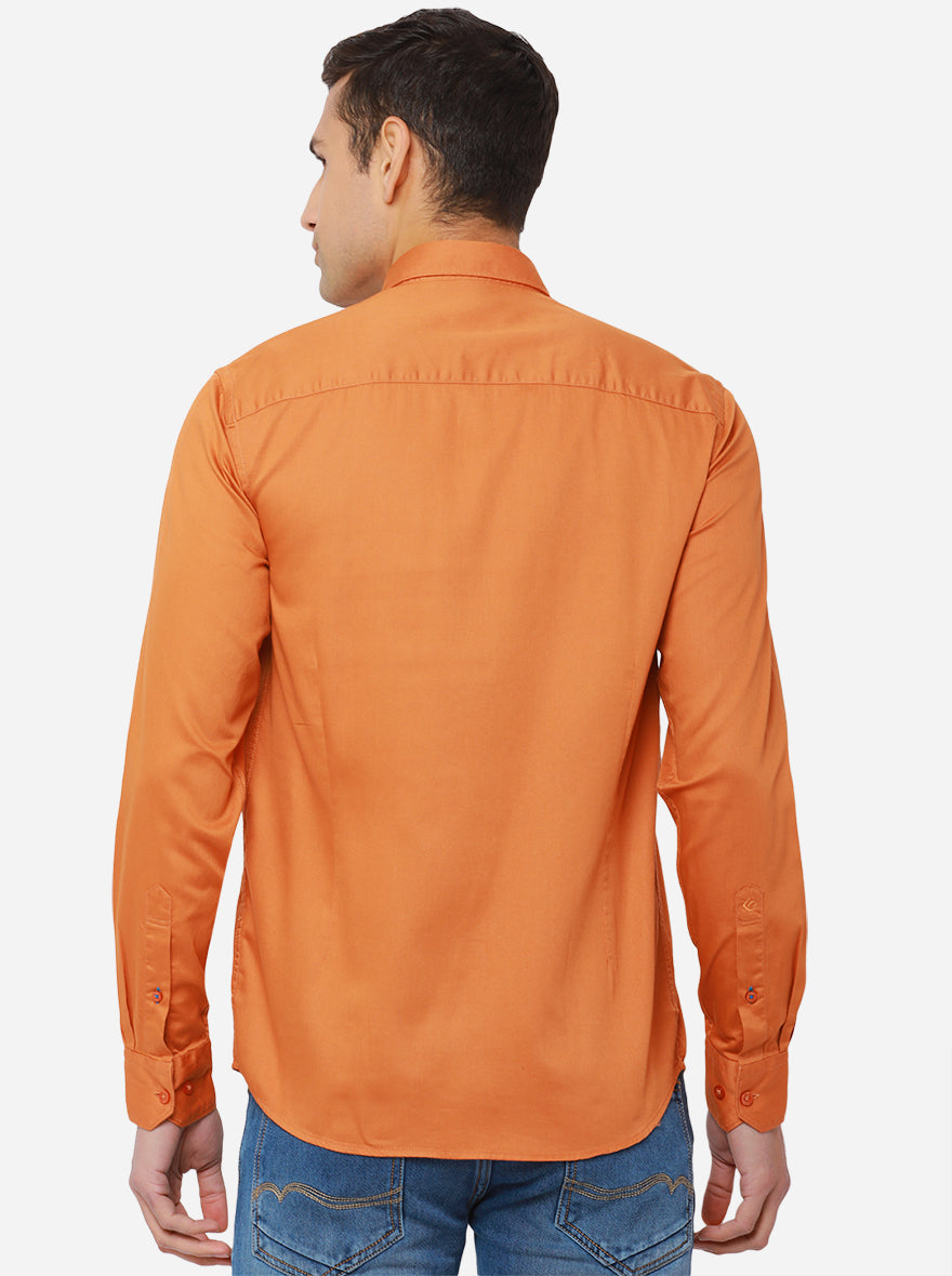 Appicot Orange Solid Smart Fit Casual Shirt | Greenfibre